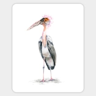 Marabou Bird -Watercolor art Sticker